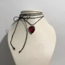 Red heart wrap choker