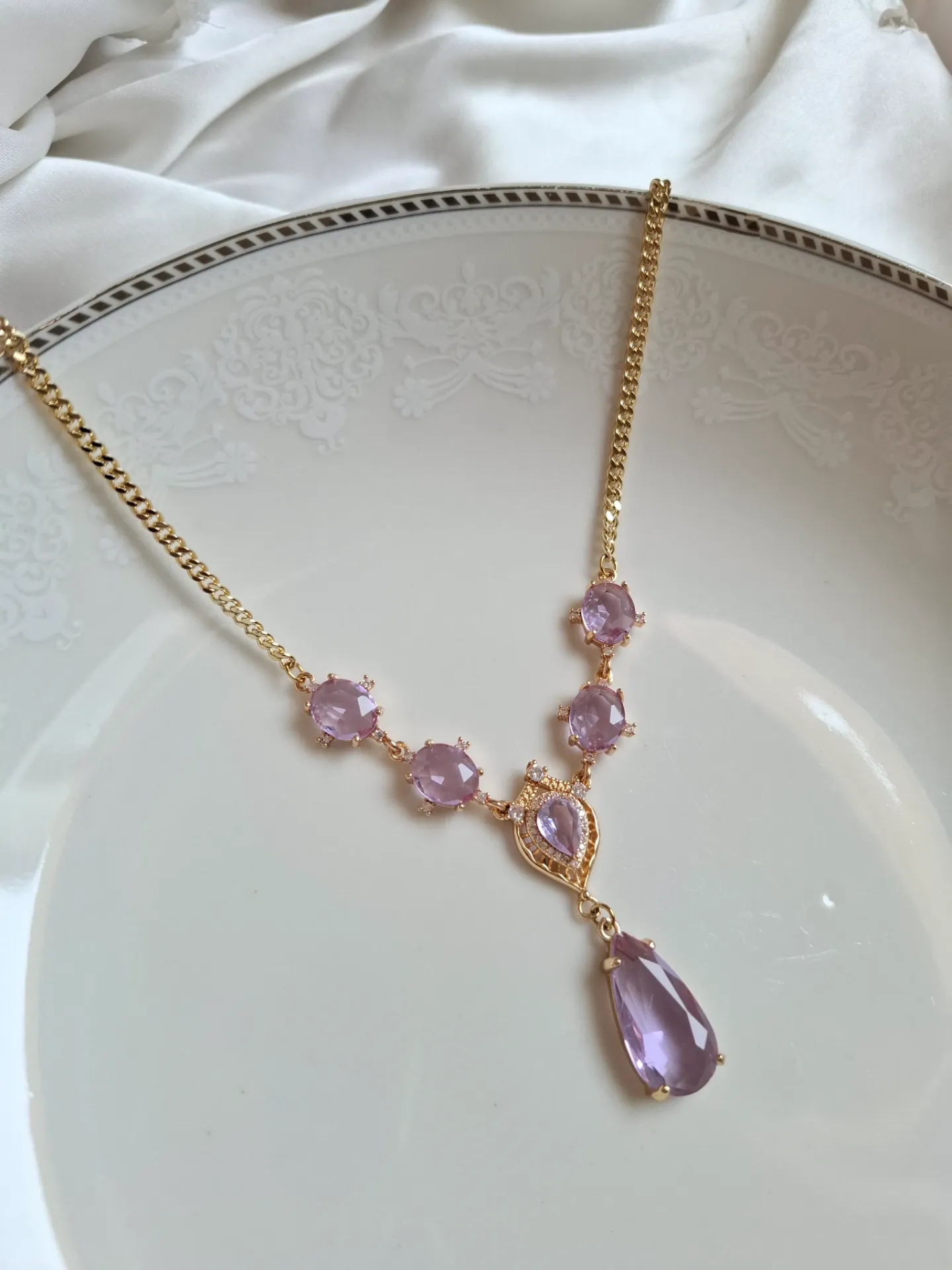 Purple crystal necklace