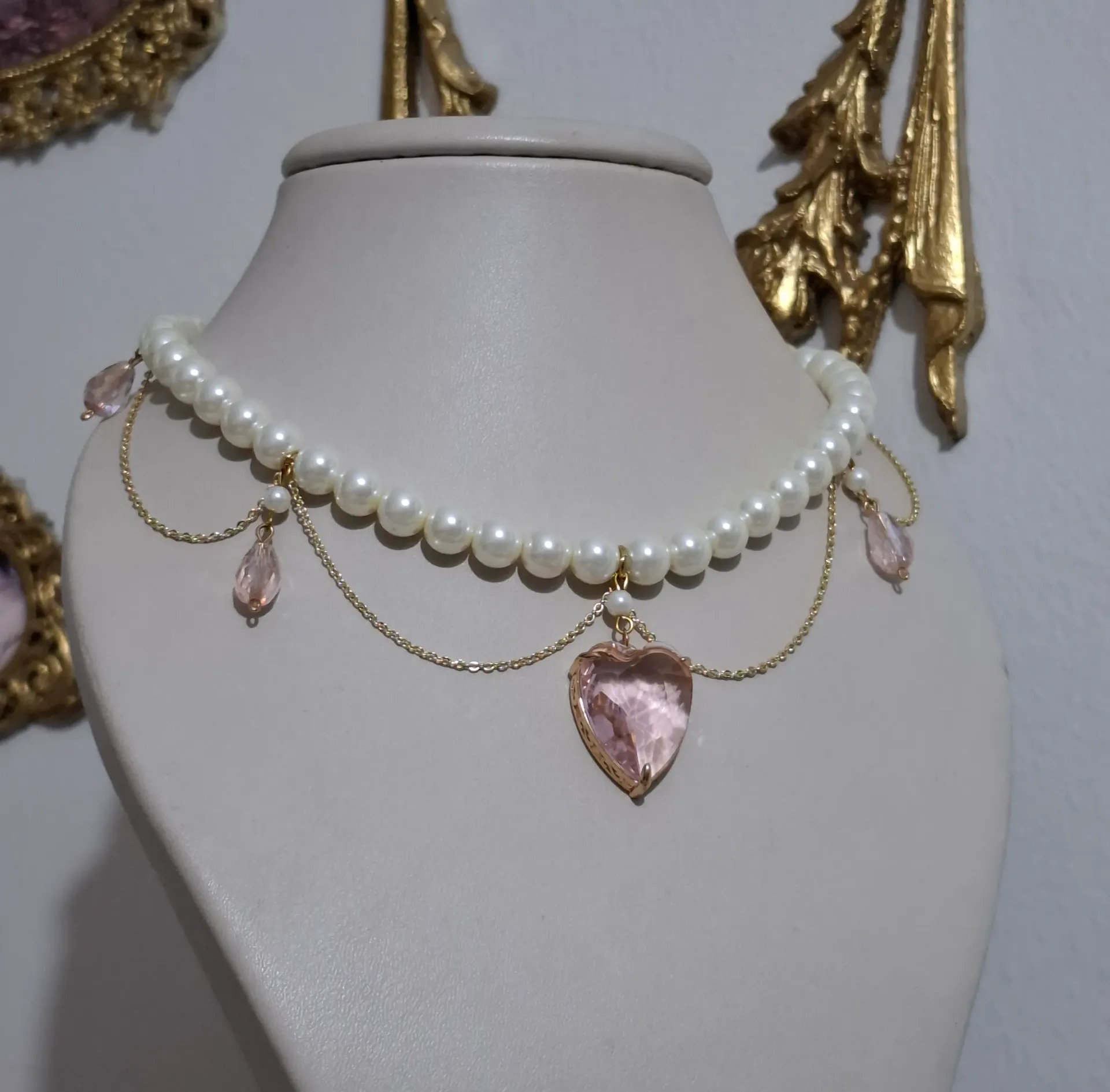 Pink heart necklace