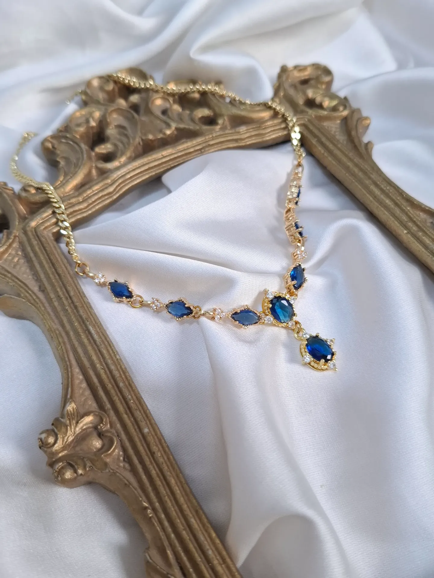 Royal blue crystal necklace