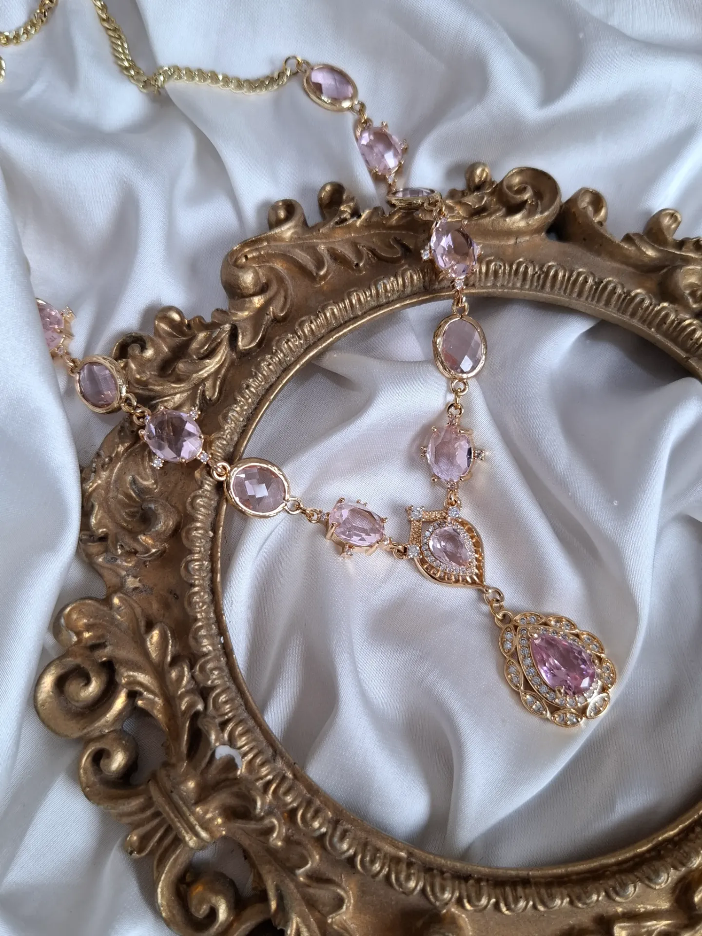 Pink crystal necklace (38)