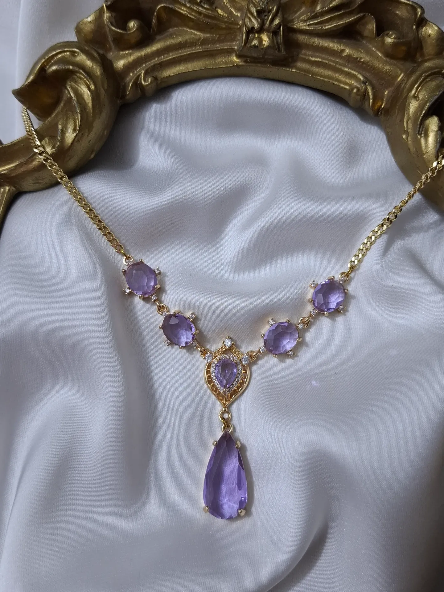 purple crystals necklace